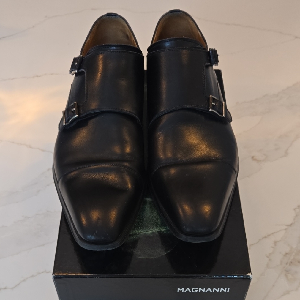 Magnanni Black Double Monk Strap Oxfords